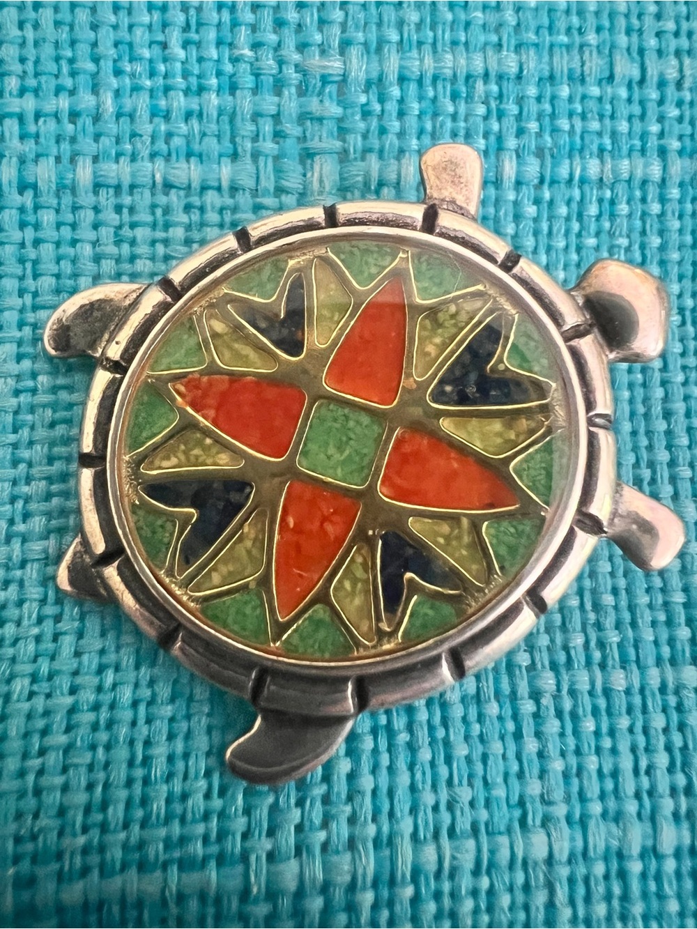 Carolyn Pollack Relios
Sterling Silver Turqoise Coral
& Lapis Turtle Pin Pendant